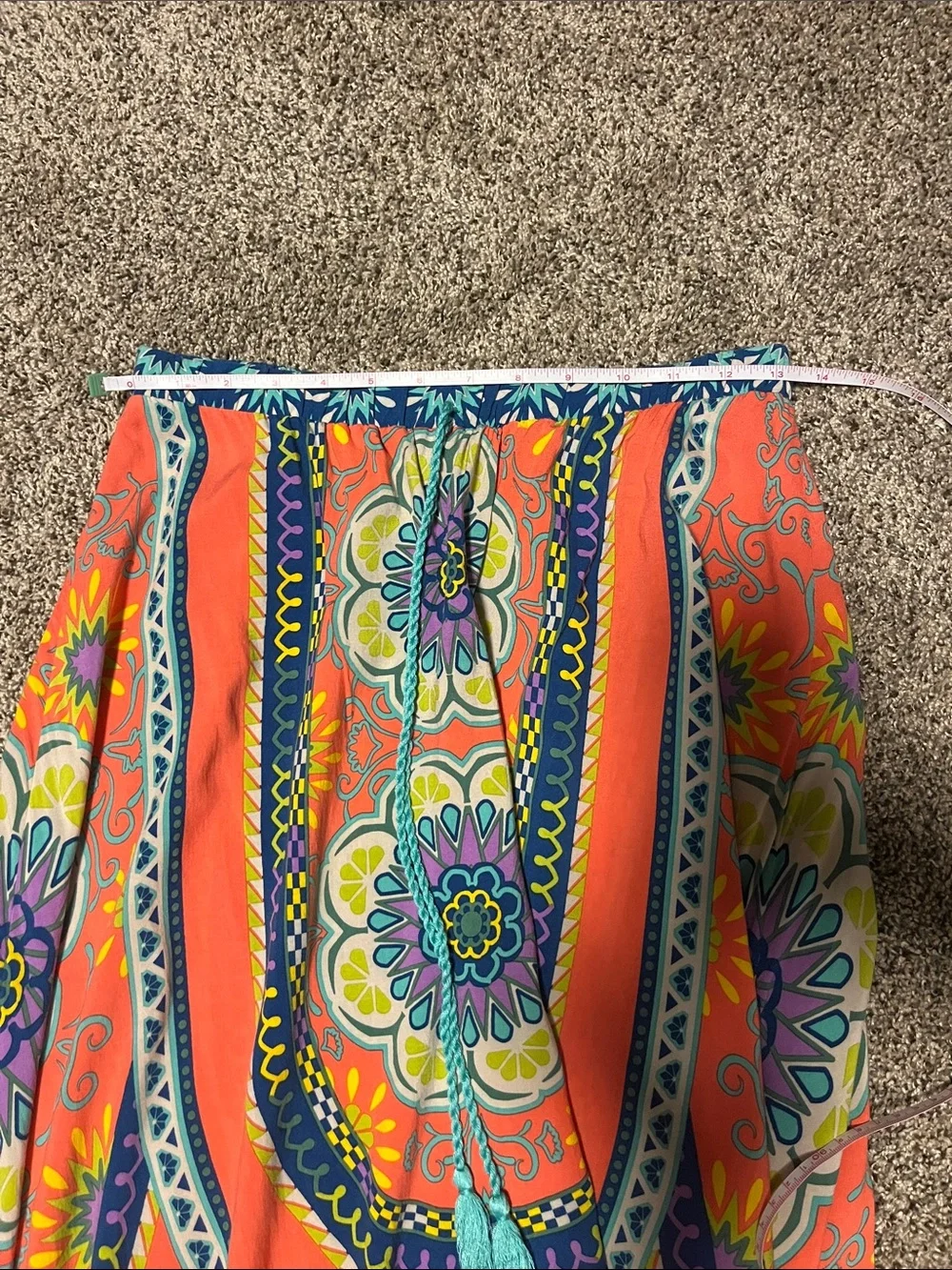 WEEKEND SALE! Flying Tomato Coral and Blue Paisley Maxi Skirt-Medium